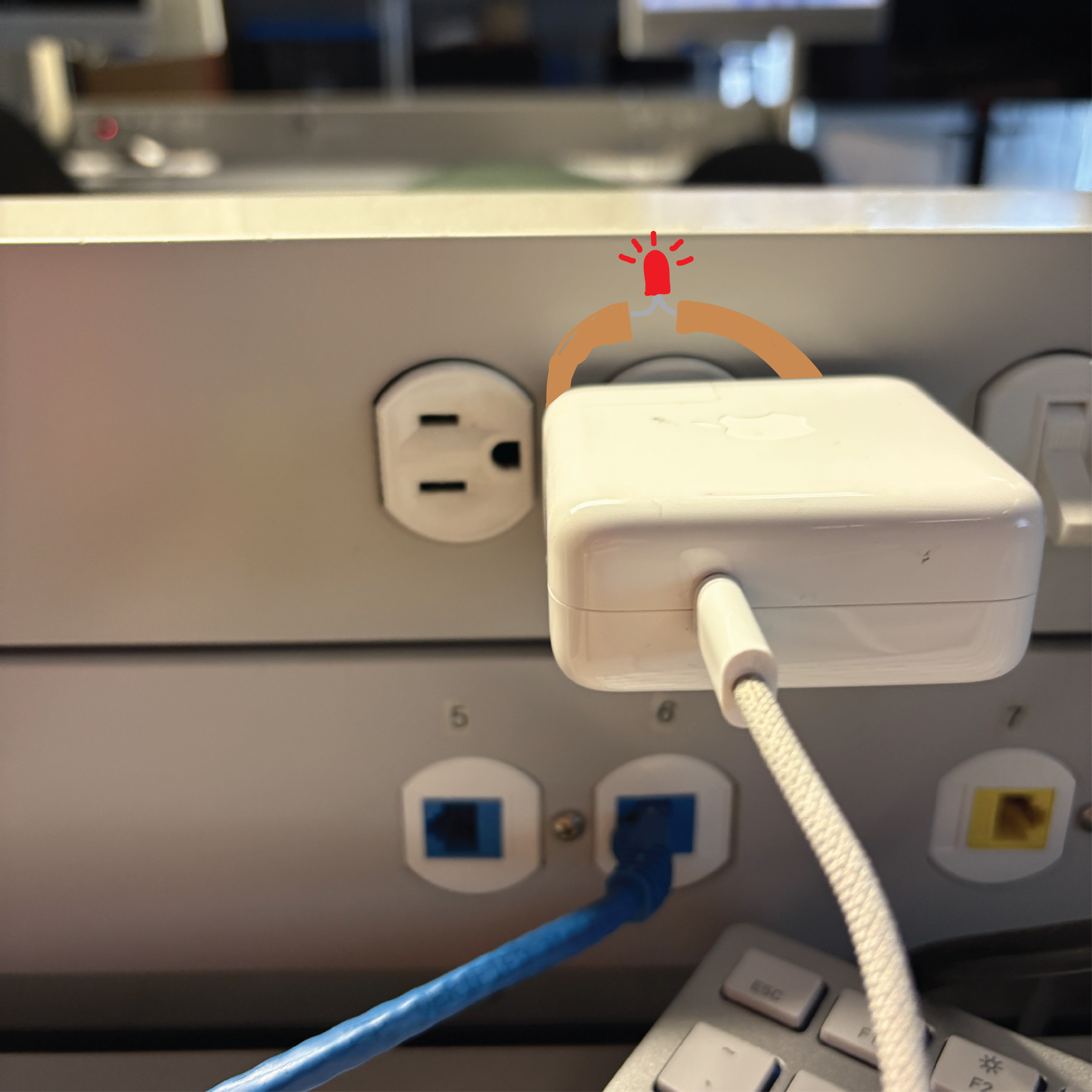 Once the charger head is plugged into the outlet the LED light will turn on.