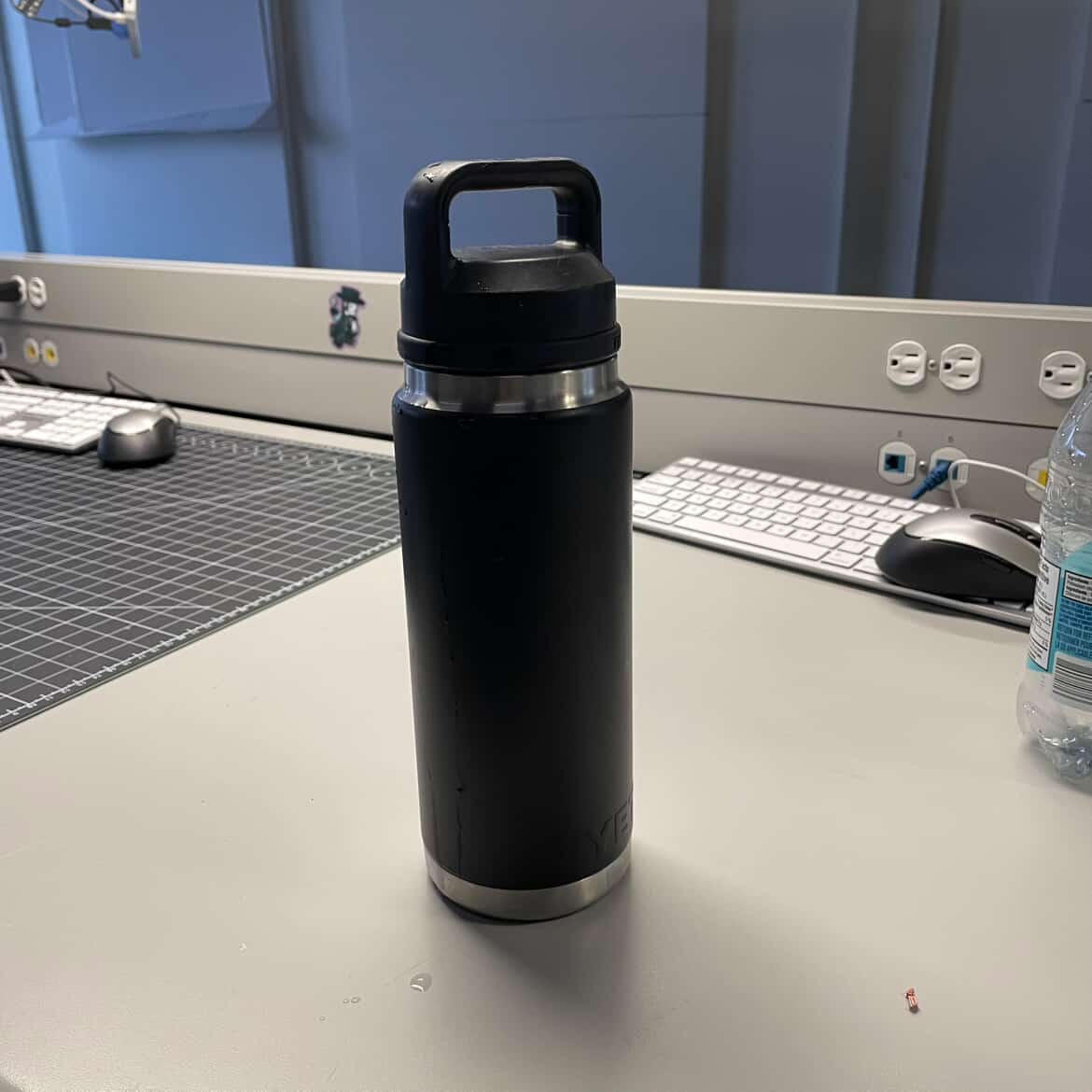 This is Mia's waterbottle with the cap screwed on.