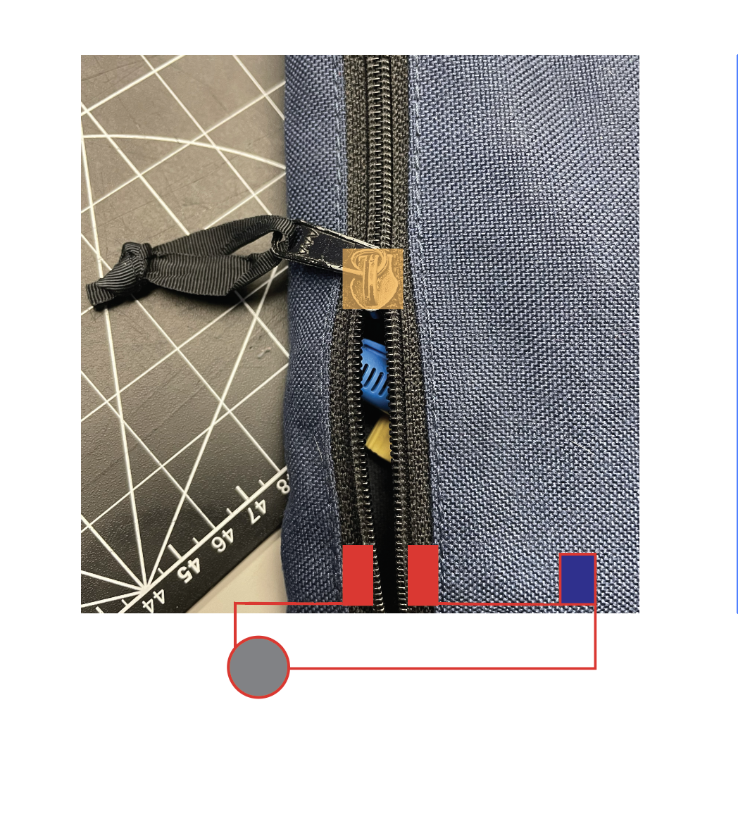 This is Mia's pencil case. The zipperhead on the case has copper tape connected to it. At the end of the zipper there is a wire that connects a battery and LED light together.