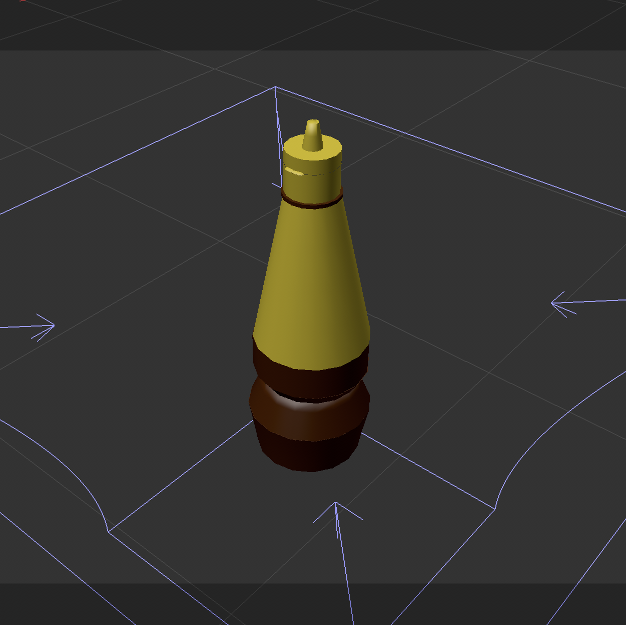 An upper view image of the soy sauce bottle as 3D model with colour