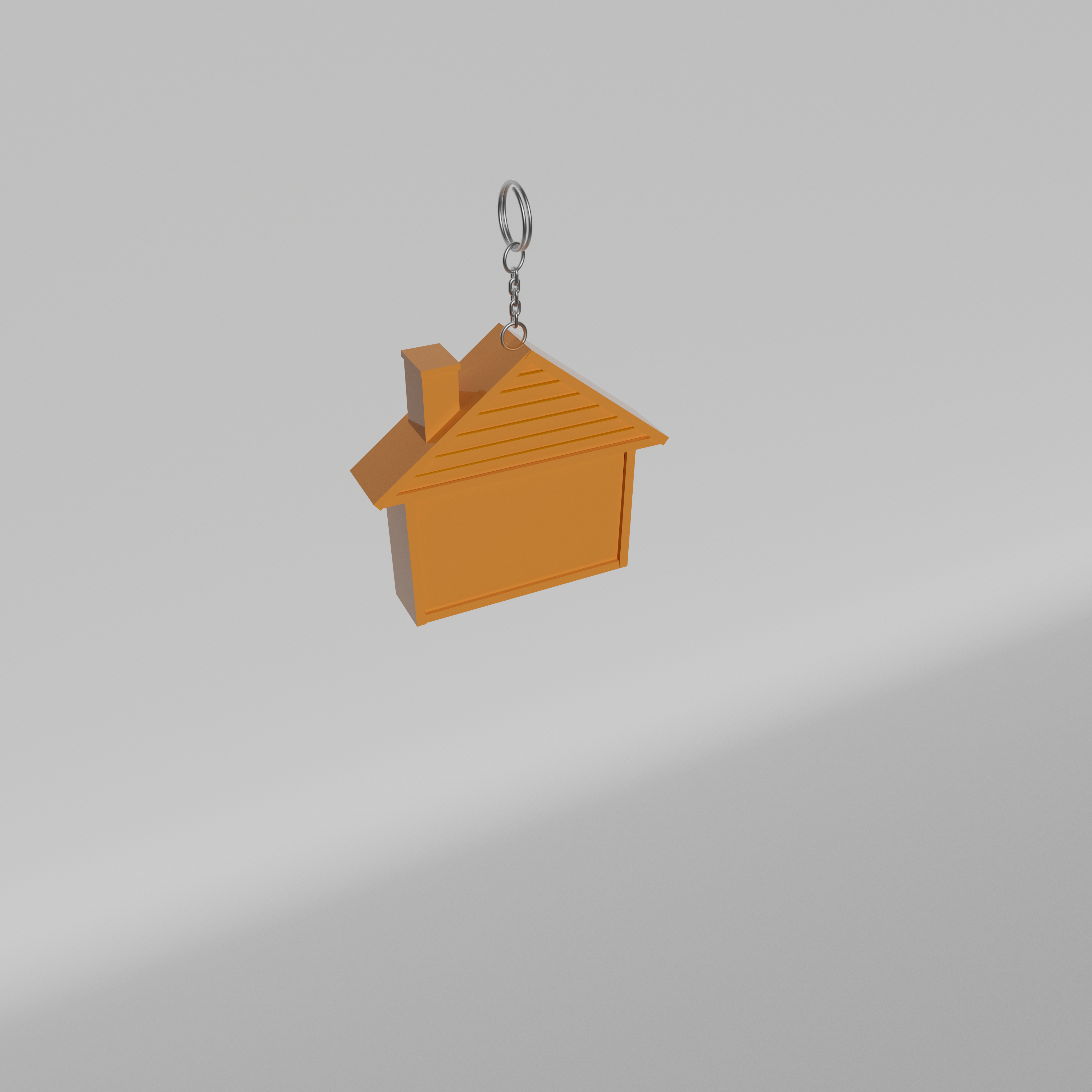 An image of the house-shaped tape measure from the front as a rendered, coloured 3D model from an upper angle
