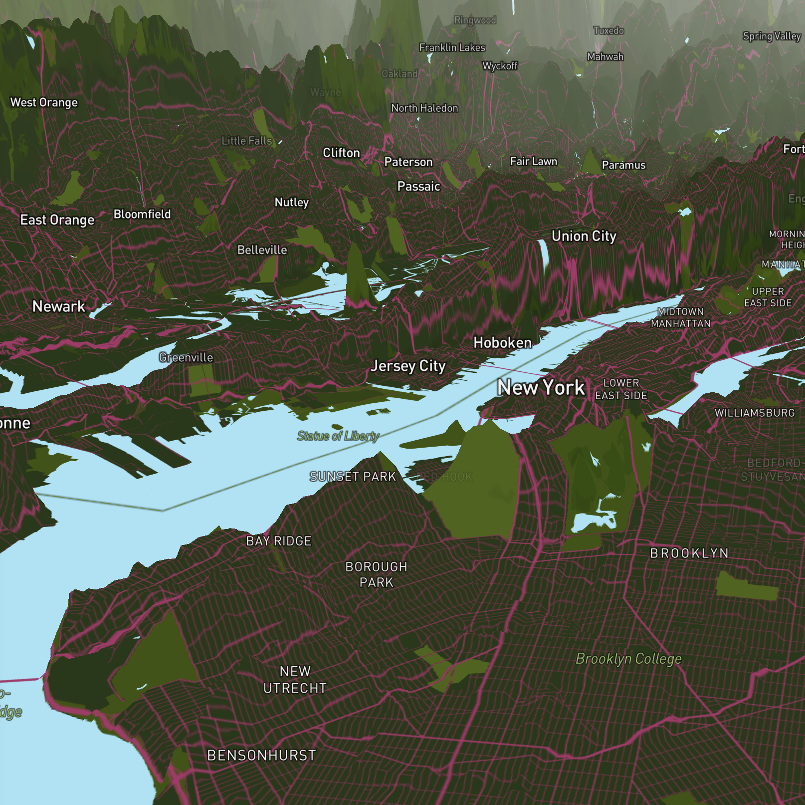 This is New York with visibile labels and roads. I wanted to see how those were bend around a 3D atomsphere. It looks quite neat. 