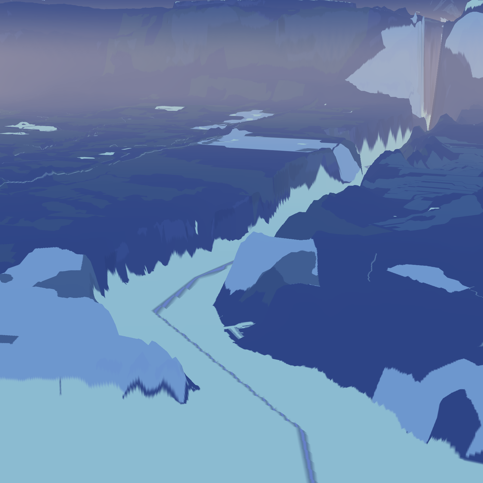 I removed the labels and road in order to get a more scenic image of the falls. I like the monochromatic colour scheme and I think the angle looks very dramatic.