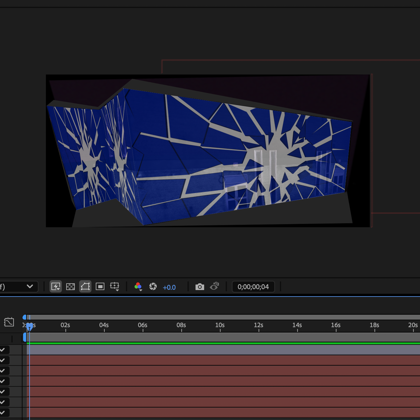 I was attempting to create a glass shattering effect on multiple blue panels