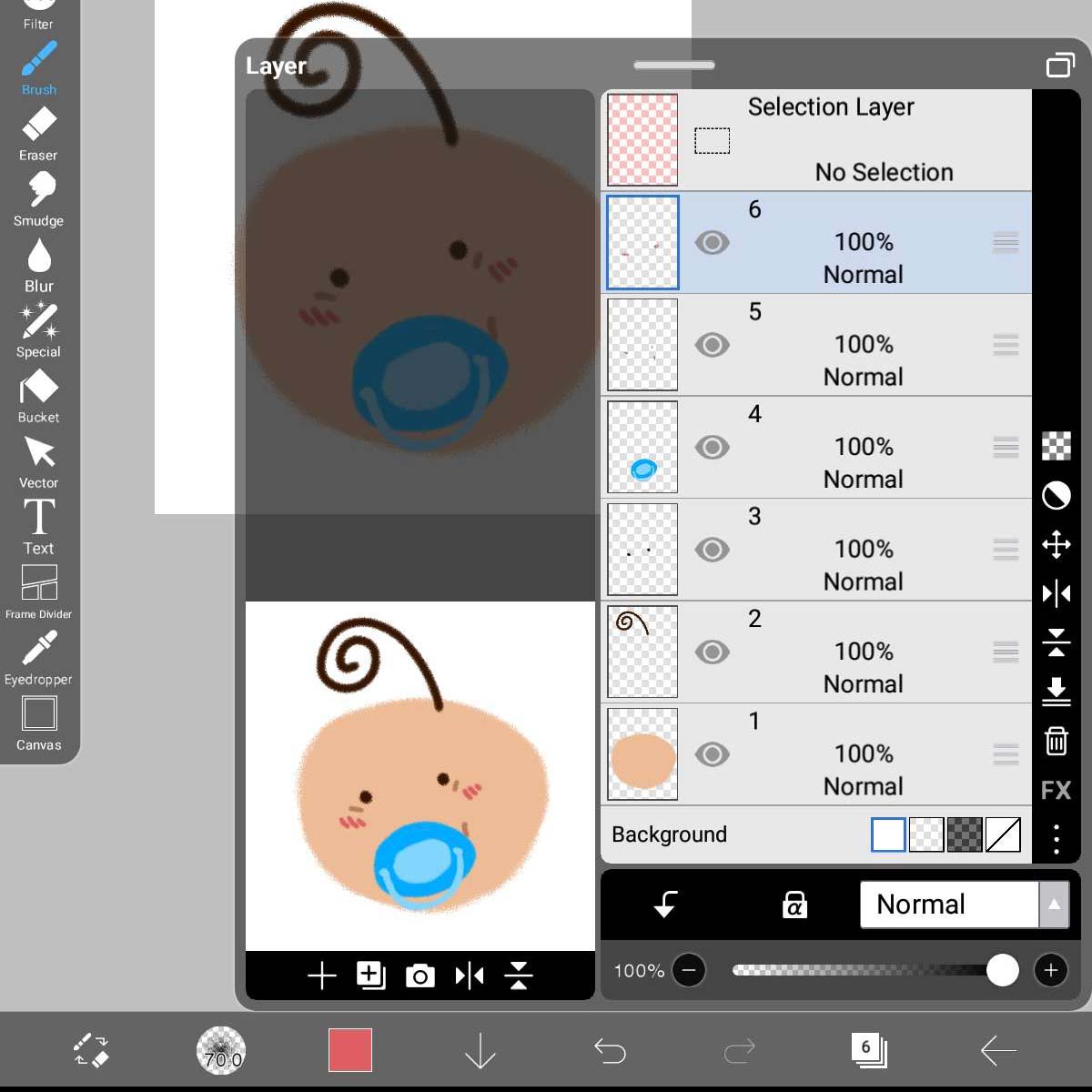 I wanted to draw my own simple data portrait so I made a baby-like creature in seperate layers.