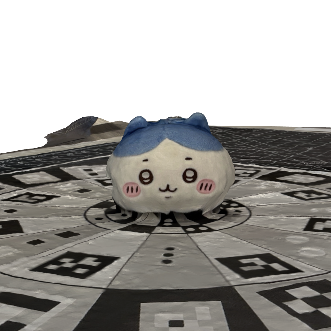 This is a front view of the Hachiware keychain scan that I took. Overall, I think it was a good first scan besides the fact that the object is mixing with the paper underneath it and the hole underneath it.